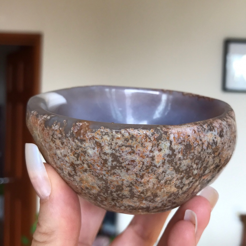 Small Natural Crystal Agate Hand carvedbowl